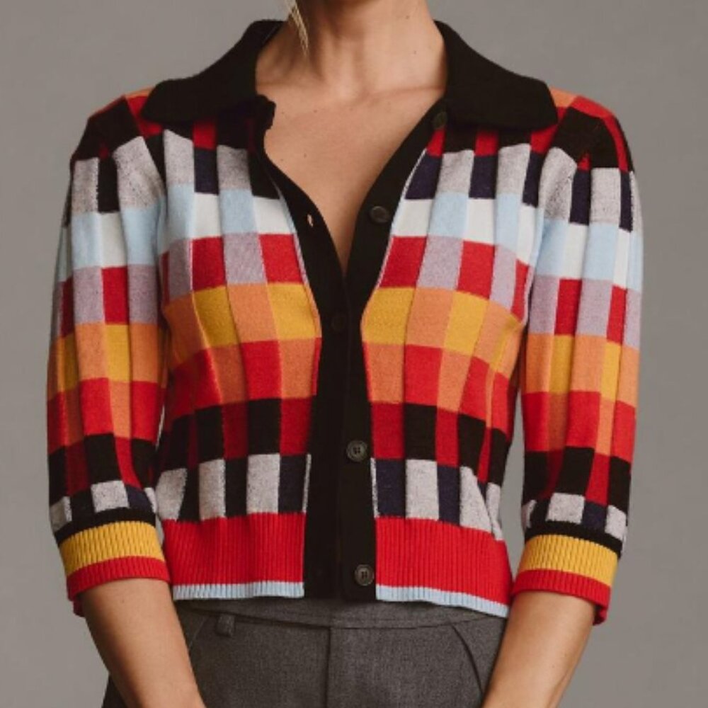 Anthropologie | Maeve Kinsley Collared Cropped Cardigan Sweater | NWT L